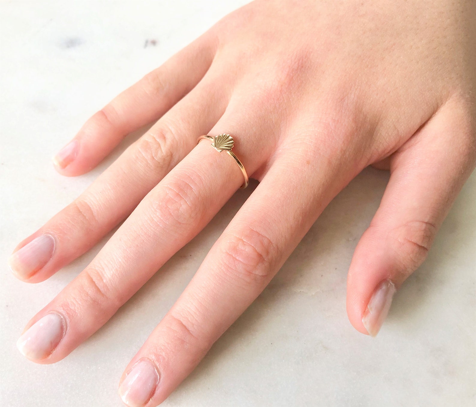 Tiny Shell Stacking Ring Gold Filled Seashell Stacking Ring Etsy