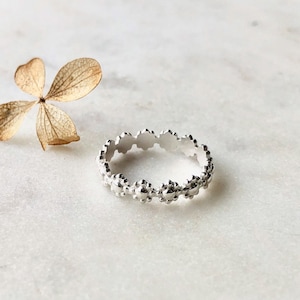 Sterling Silver Flower Ring Stacking Ring, Dainty Flower ring, Silver Stacking Ring, Flower Stacking Ring, Sterling Silver Stackable