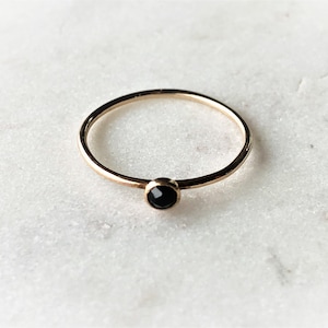 Ultra Thin ,Gold Filled ,Onyx Stone, Minimalist, Stacking Ring, Black Stone Ring, Tiny Black Stone Ring