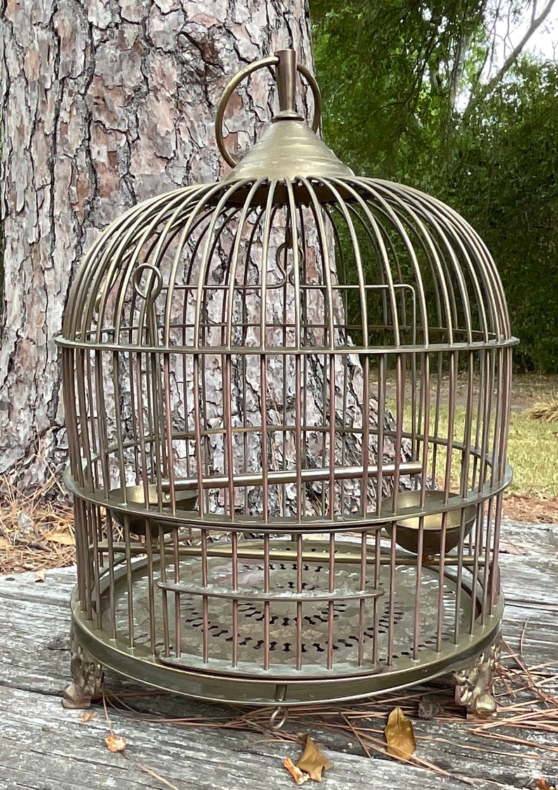 Brass Bird shops Cage 17”tall 13”wide