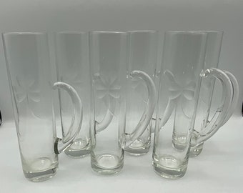 Clover Etched Aperitif/Digestif/Cordial/Shot Glass set of Six