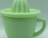 Jeanette Jadite Measuring Pitcher with Reamer Uranium Glass 1930 s Depression Glass Jadeite