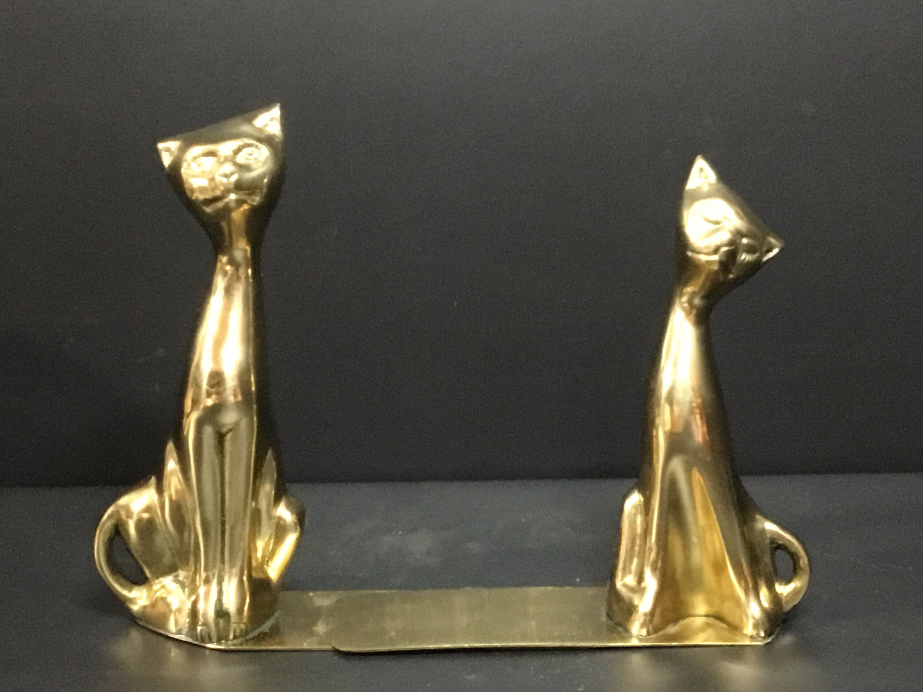 Home Décor Pair of mid century matched brass cat bookends Bookends Home