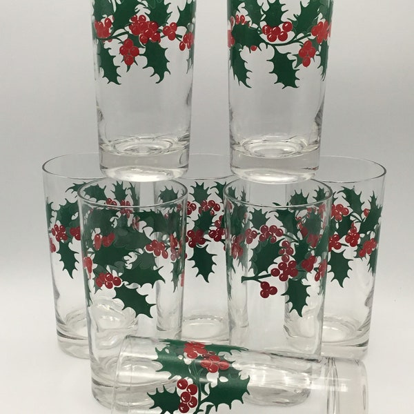 Vintage Holy Berry Tom Collins/Tumbler Glassware set of 8