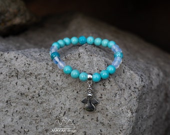 Angel bracelet for kids, Guardian angel bracelet for girls, Angel charm, Spiritual jewelry, Turquoise gemstone bracelet, Gift for daughter