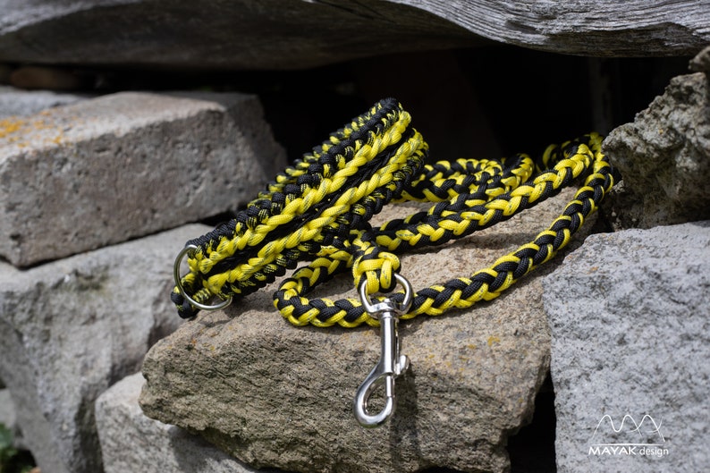 Reflective Dog Leash Braided Paracord Dog Lead Black and Etsy