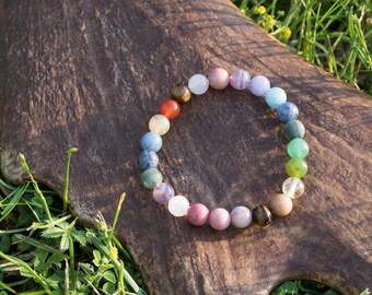 Colorful beaded gemstone bracelet, Multicolor summer bracelet, BOHO bracelet, Natural stones,  Bracelet for women, Bracelet for men