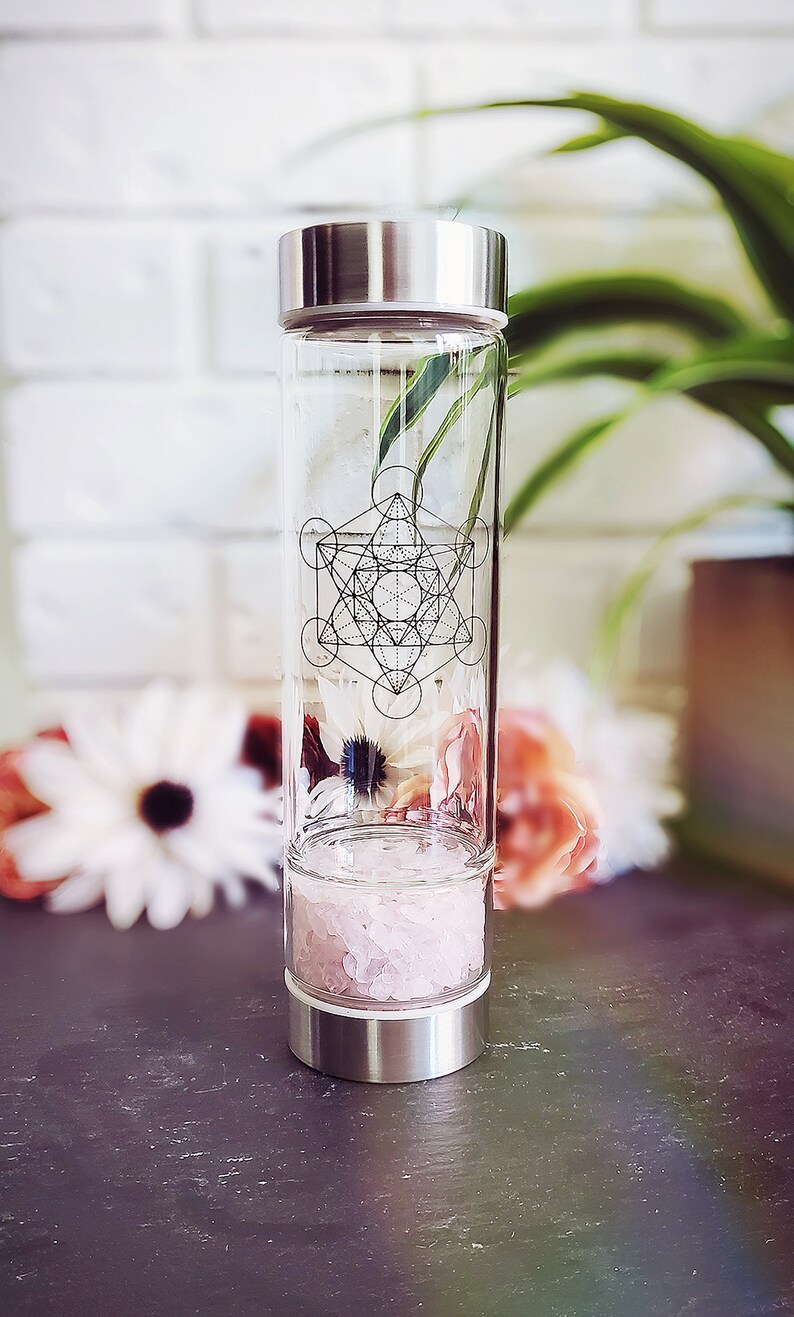 Crystal Glass Water Bottle Crystal Chip Water Bottle Crystal Etsy
