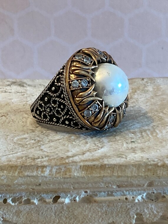 Vintage Silver and Bronze Plated Bali Style Ring,… - image 2