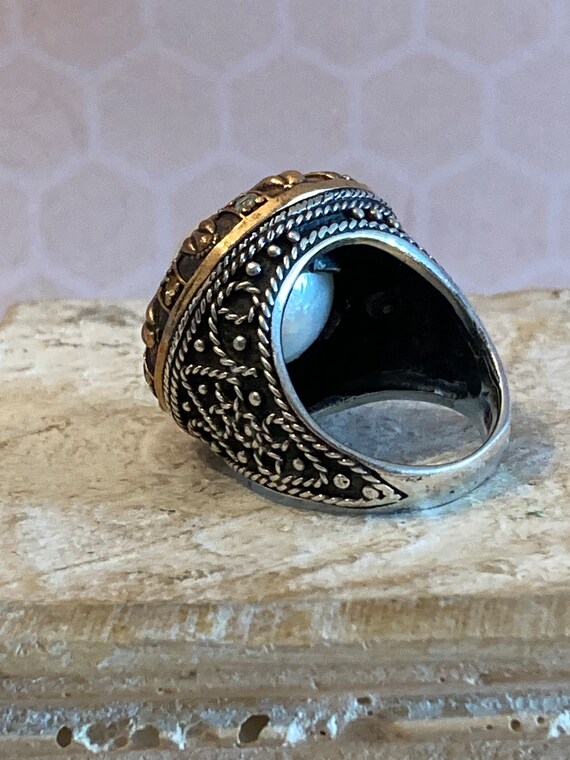 Vintage Silver and Bronze Plated Bali Style Ring,… - image 6