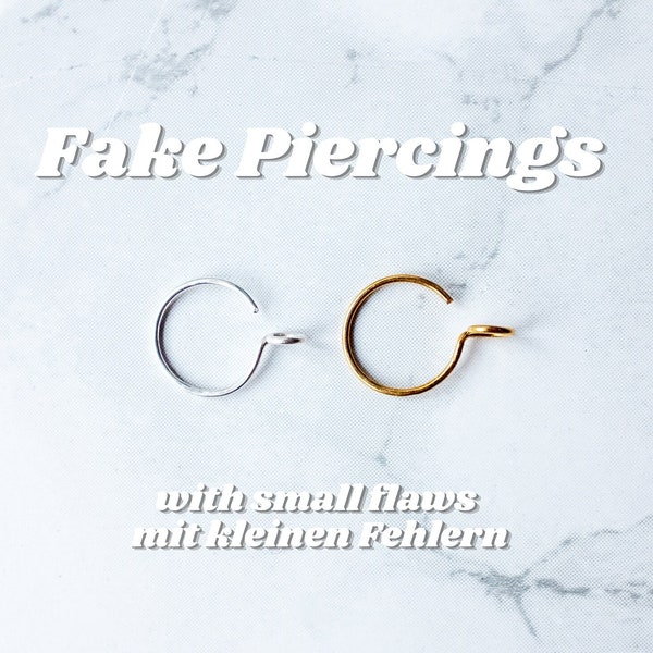 Fake Nasenring Gold mit kleinen Fehlern, Nasenklemme Silber, Nasenring Clip, falsches Nasenpiercing, Clip on Piercing, Ring ohne Piercing