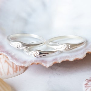 Wave Ring Silver, Surf Ring, Recycled Silver, Dainty Stacking Ring, Matte Minimalist Ring, Delicate Layering Ring, Beach Jewelry, 925 Silver
