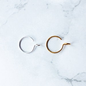 Fake Nose Ring with small Flaws, Clip on Nose Ring, Faux Nose Ring Hoop, Gold, Silver, Fake Piercing Set, Dainty Hoop Nose Rings image 3