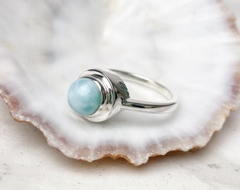 Larimar Spinner Ring, Anxiety Ring, Meditation Ring, Anti Stress Ring, Fidget Ring, Worry Ring, Recycled 925 Silver, Gift for Best Friend