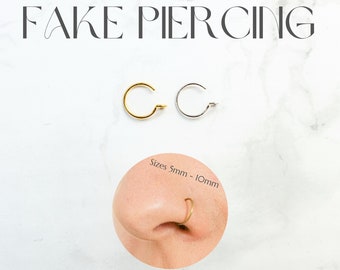 Fake Nasenring Gold, Nasenklemme Silber, Nasenring Clip, falsches Nasenpiercing, Clip on Piercing, Ring ohne Piercing