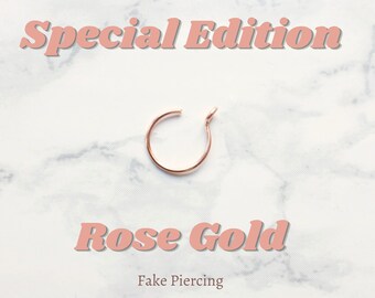 Fake Nose Ring Rosegold, Clip on Nose Ring, Faux Nose Ring Hoop, Fake Piercings, No Piercing Nose Cuff, Dainty Hoop Nose Rings, Rose Gold