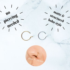 Gold Faux Nose Ring No Piercing Needed, 10 to 6mm Fake Nose Ring