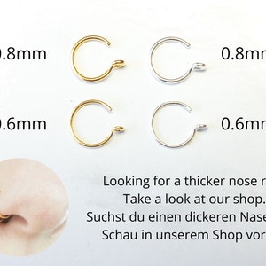 Fake Nose Ring, Clip on Nose Ring, Faux Nose Ring Hoop, Gold, Silver, Fake Piercing Set, No Piercing Nose Cuff, Dainty Hoop Nose Rings image 6
