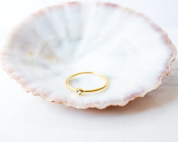 Aquamarine Ring, Tiny Gemstone Ring, Gold Vermeil, Recycled Silver, Dainty Stacking Ring, Minimalist Gold Ring, March Birth Stone Ring