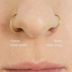 Matte Fake Nose Ring, Hammered Clip on Nose Ring, Faux Nose Ring Hoop, Fake Piercing Set, No Piercing Nose Cuff, Dainty Hoop Nose Rings image 5