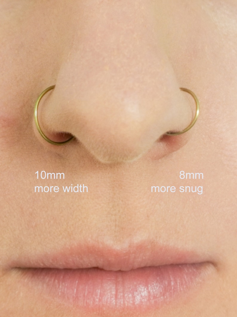 Matte Fake Nose Ring, Hammered Clip on Nose Ring, Faux Nose Ring Hoop, Fake Piercing Set, No Piercing Nose Cuff, Dainty Hoop Nose Rings image 5