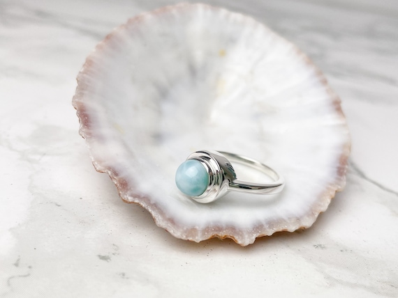 Larimar Spinner Ring, Anxiety Ring, Meditation Ring, Anti Stress Ring, Fidget Ring, Worry Ring, Recycled 925 Silver, Gift for Best Friend