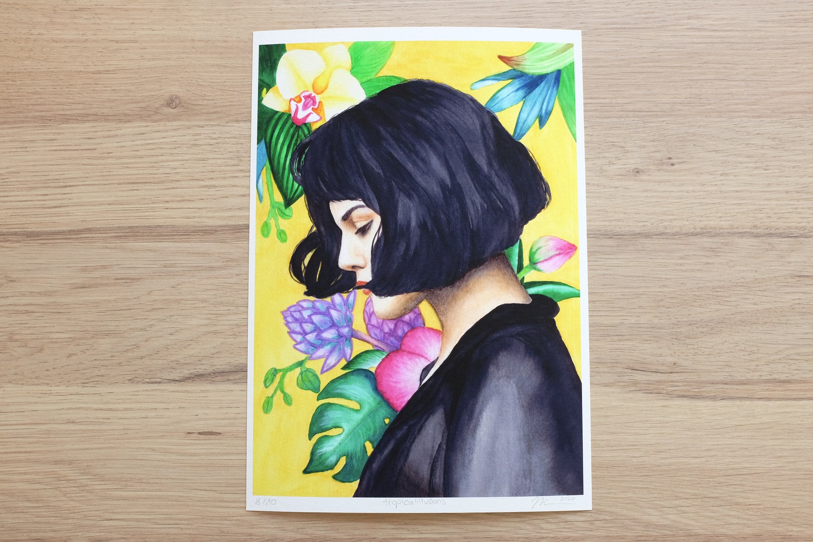 TROPISCHE BLUMEN WANDBILD gelber Fine Art Print A5 A4 | Etsy