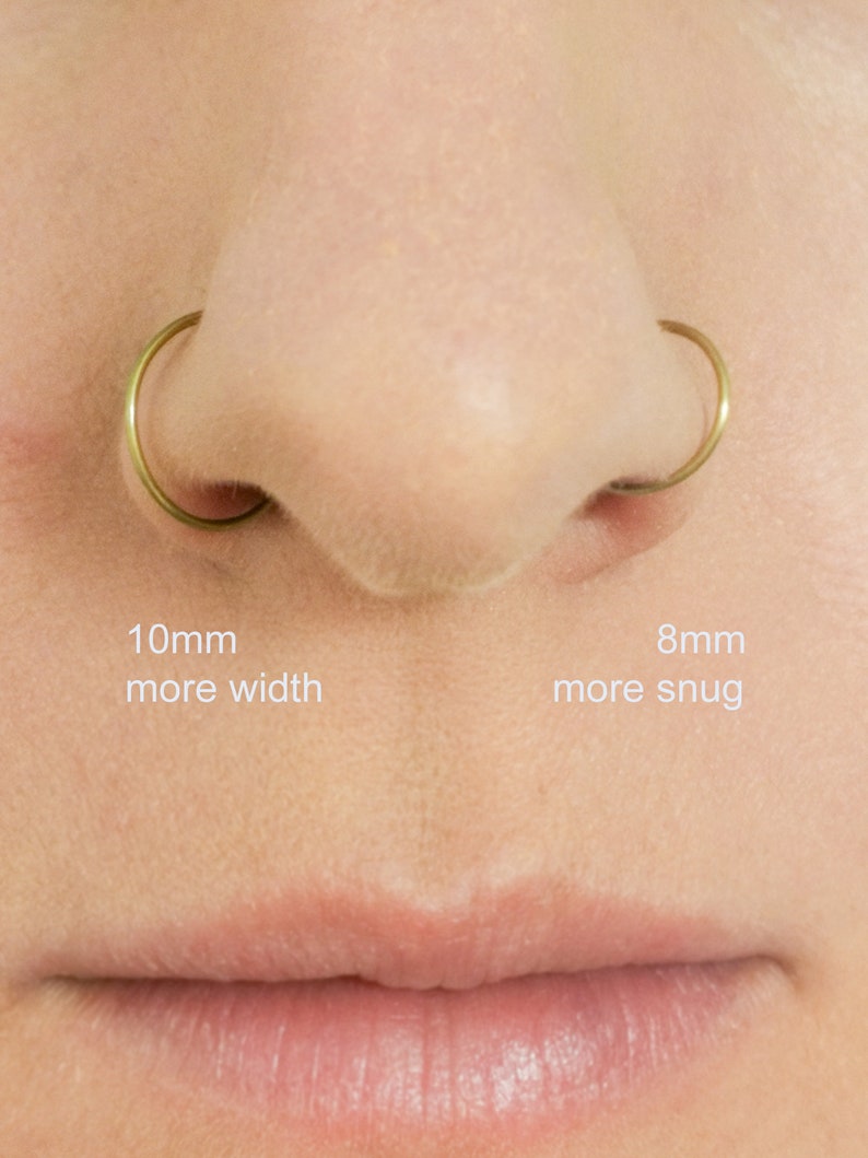 Fake Nose Ring, Clip on Nose Ring, Faux Nose Ring Hoop, Gold, Silver, Fake Piercing Set, No Piercing Nose Cuff, Dainty Hoop Nose Rings image 3
