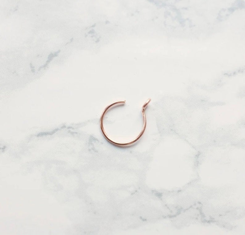 Fake Nose Ring with small Flaws, Clip on Nose Ring, Faux Nose Ring Hoop, Gold, Silver, Fake Piercing Set, Dainty Hoop Nose Rings image 4