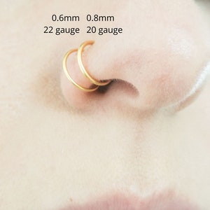 Fake Nose Ring, Clip on Nose Ring, Faux Nose Ring Hoop, Gold, Silver, Fake Piercing Set, No Piercing Nose Cuff, Dainty Hoop Nose Rings image 7