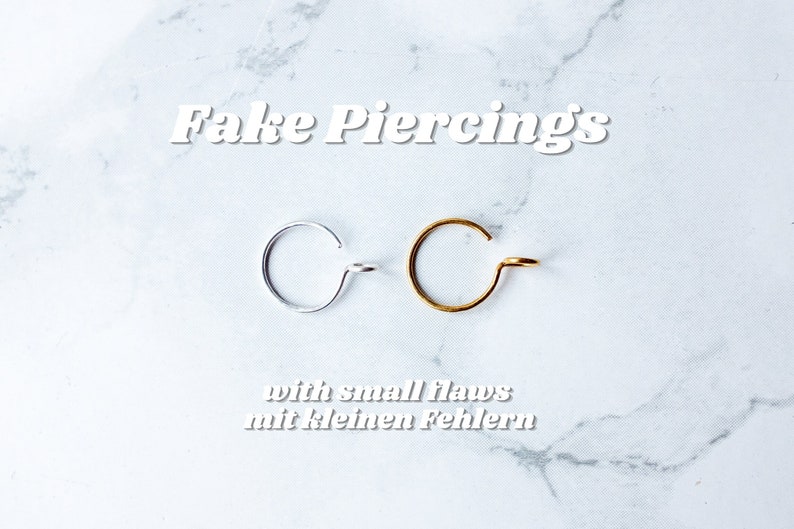 Fake Nose Ring with small Flaws, Clip on Nose Ring, Faux Nose Ring Hoop, Gold, Silver, Fake Piercing Set, Dainty Hoop Nose Rings image 1