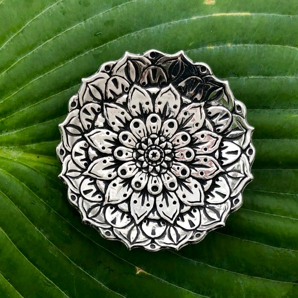 Mandala Floral Yoga Pewter Jewelry Ring Dish Holder Trinket Bowl Boho Bohemian Birthday Christmas Gifts for Women Teen