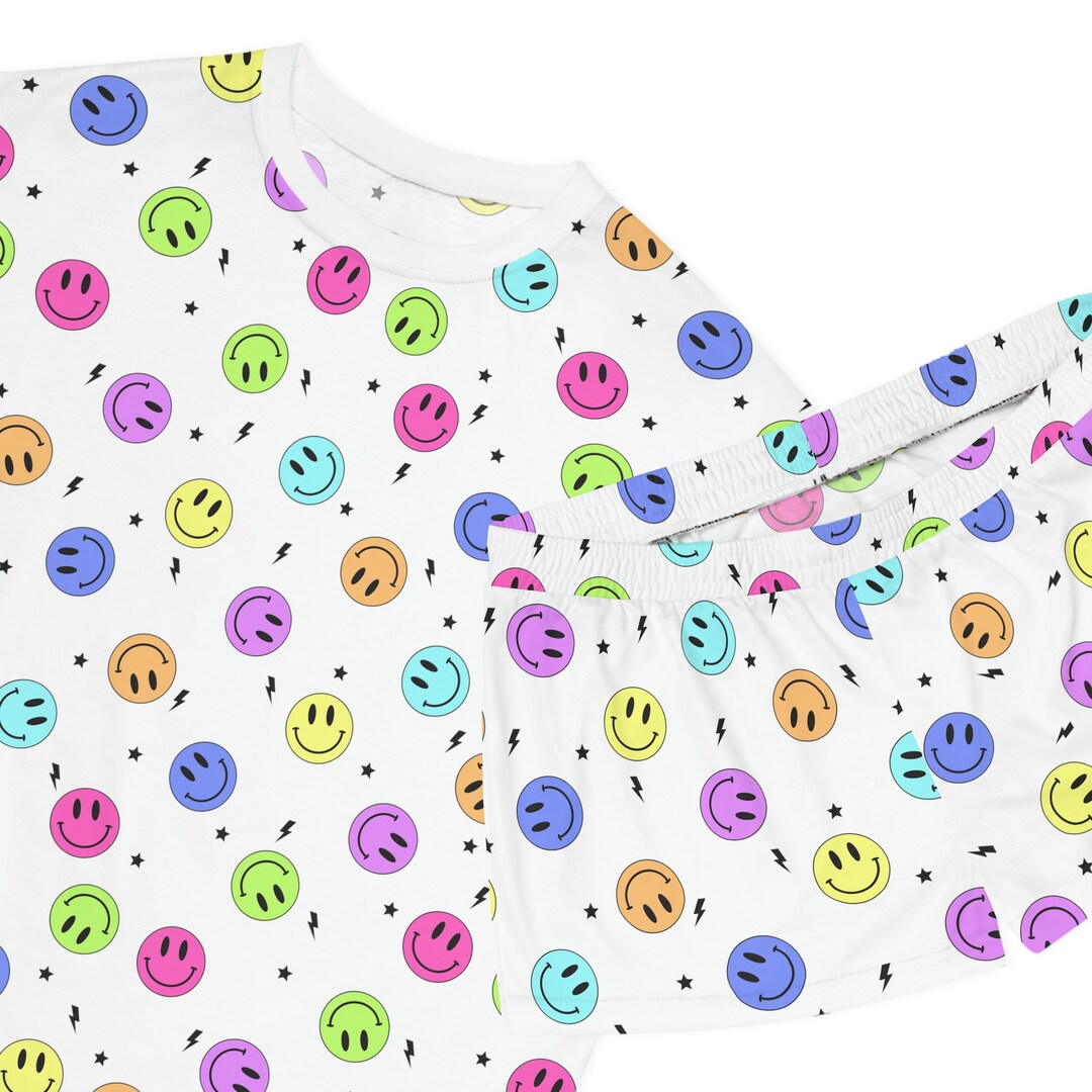 Smiley Face Rainbow Preppy Pajama Set Smiley Face Pajamas Etsy