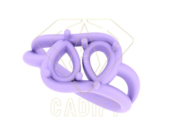 Anillo de contorno con doble pera de 1,25 ct, listo para fundición (STL) / Archivo CAD de producción