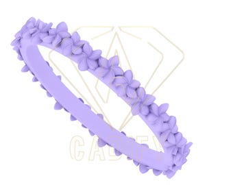 Casting Ready STL | Plumeria Flower Ring 3mm Delicate Band | Production CAD File
