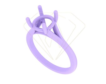 Anillo de compromiso con solitario catedral de 1,5 ct, redondo, con cuerpo dividido, listo para fundición (archivo CAD de producción)