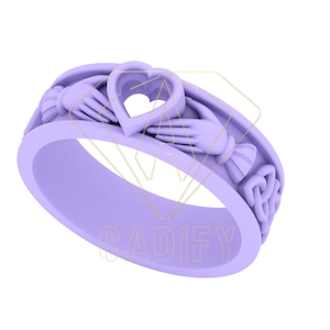 STL ファイル 3D クラダ ケルト リング ベゼル セット ハート ジュエリー鋳造用品樹脂 3D 印刷用 CNC 3D モデル用の CAD ファイルの即時ダウンロード