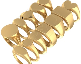 Anillo de sello (paquete STL/archivos CAD para impresión 3D, 12 estilos, talla 6 de EE. UU.)