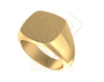 Anillo de meñique con sello de cojín, macizo, 13 mm, listo para fundición, archivo CAD de producción
