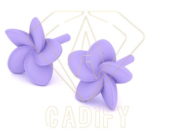 3D File Plumeria Flower 7mm Earrings C Downloadable Stl File For 3D Printing CNC