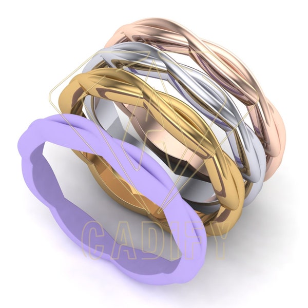 3D File Ring Twisted Infinity Band 2.5mm Downloadable STL File For 3D Printing CNC