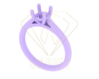 Anillo de compromiso con solitario redondo de catedral de 0,5 ct, listo para fundición, archivo CAD de producción.