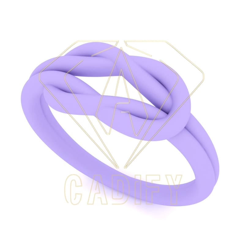 K&ouml;nnte beinhalten: Ein lilafarbener Silikonring mit einem gedrehten Knotendesign.