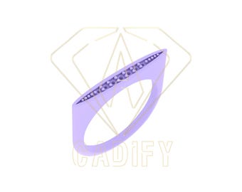 Puede incluir: Un anillo morado con una fila de pequeños diamantes engastados en la banda.