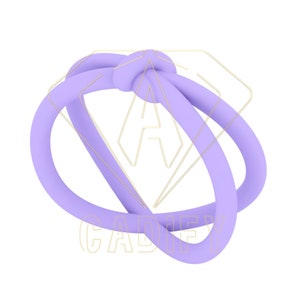 Puede incluir: Una banda de goma púrpura anudada en forma de ocho.