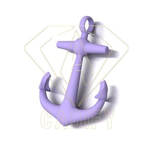 May include: A purple anchor charm with a smooth, rounded surface. The anchor is a popular nautical symbol.
