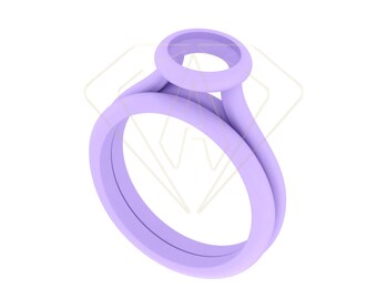 Anillo y banda solitarios con bisel de catedral (archivos CAD/STL listos para fundición)