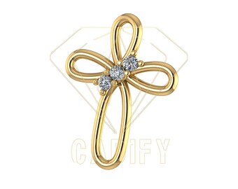 Archivo CAD / Colgante decorativo con cruz de diamantes de 20 mm / Listo para producción
