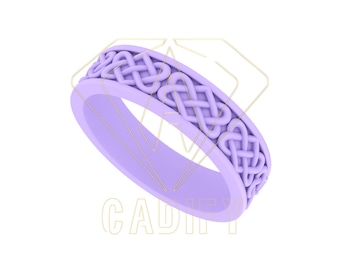 Anillo de boda con nudo celta de 5 mm de ancho, listo para fundición (archivo STL) / Archivo CAD de producción