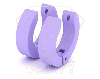3D File Huggie Hinge Hoop Earrings 3mm Downloadable Stl File For 3D Printing CNC